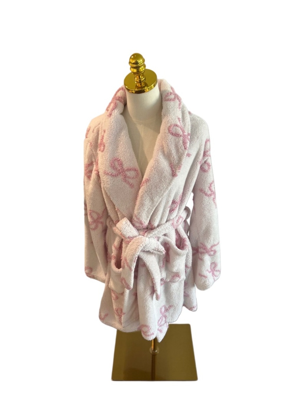 Laura Ashley Teddy Fleece Bow Robe - Ultra-Soft & Cozy